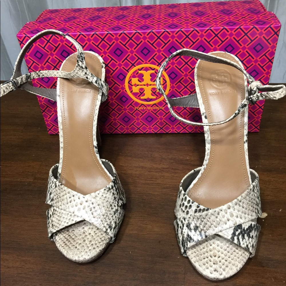 Tory Burch Snake Print Stiletto Sandal