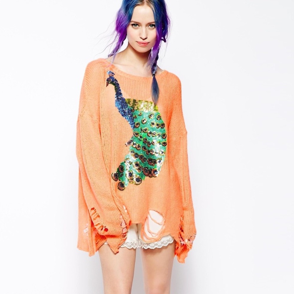 WILDFOX White Label Peacock Sweater