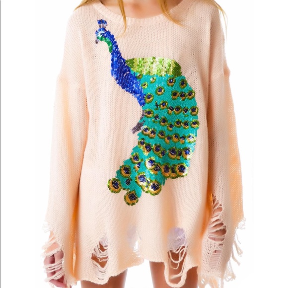WILDFOX White Label Peacock Sweater - Picture 2 of 5