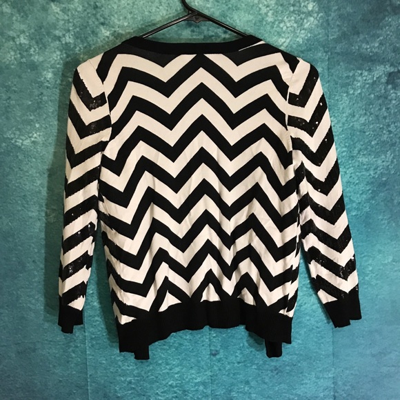Cute inc sequin cardigan black white stripe size S - Picture 3 of 3