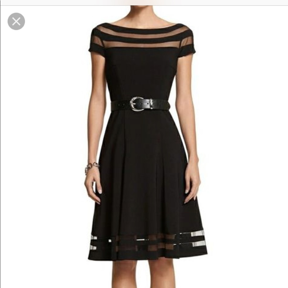 Illusion Stripe Fit & Flare Dress