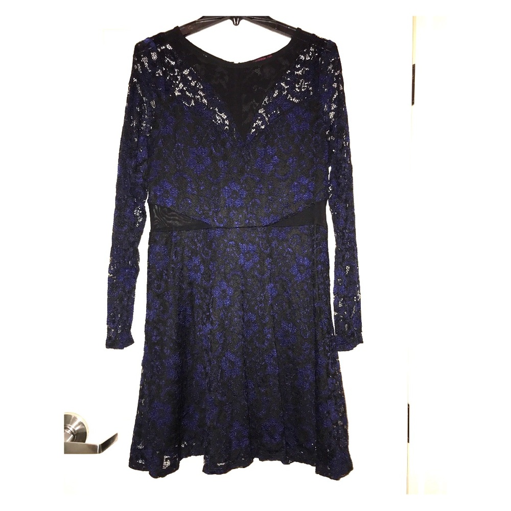 Royal Blue & Black Lace Dress