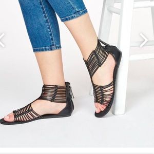 Black flat sandals