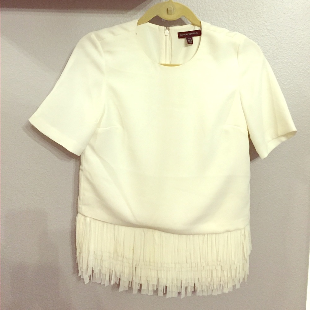 Banana Republic Holiday Fringe XXS Petite Ivory - Picture 1 of 3