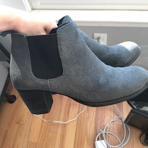 Anthropologie gray suede Chelsea bootie