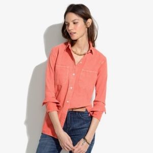 Madewell Coral Denim Button Up