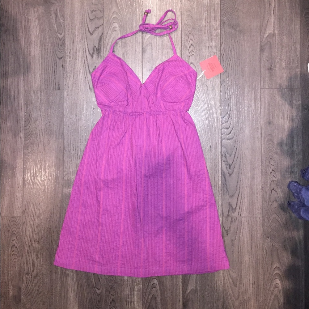 Summer Sun Beach Dress Purple Pinstripe