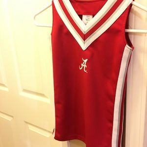 Children size 4 red and white cheer dress with a A