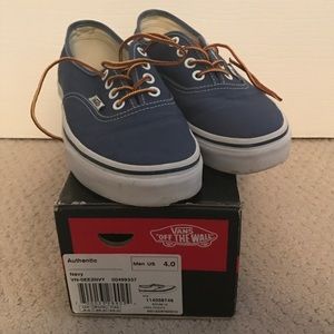 Vans - blue canvas, with three sets of laces