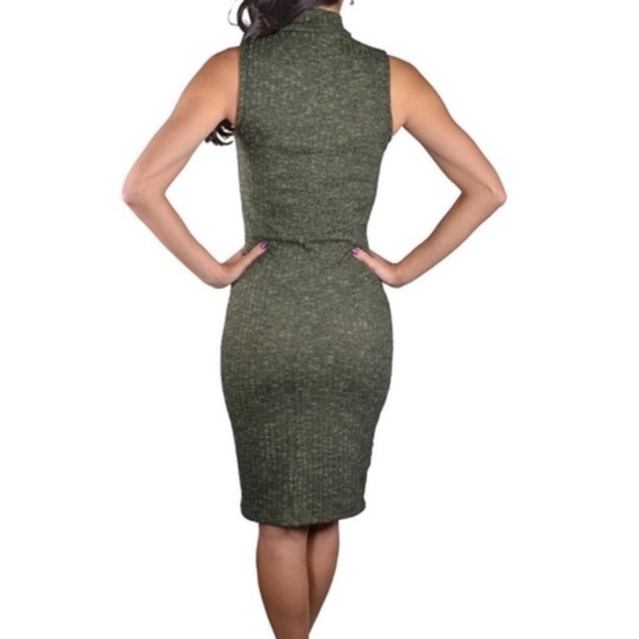 *5/$25* Olive Green Midi Sweater Dress - Picture 3 of 5