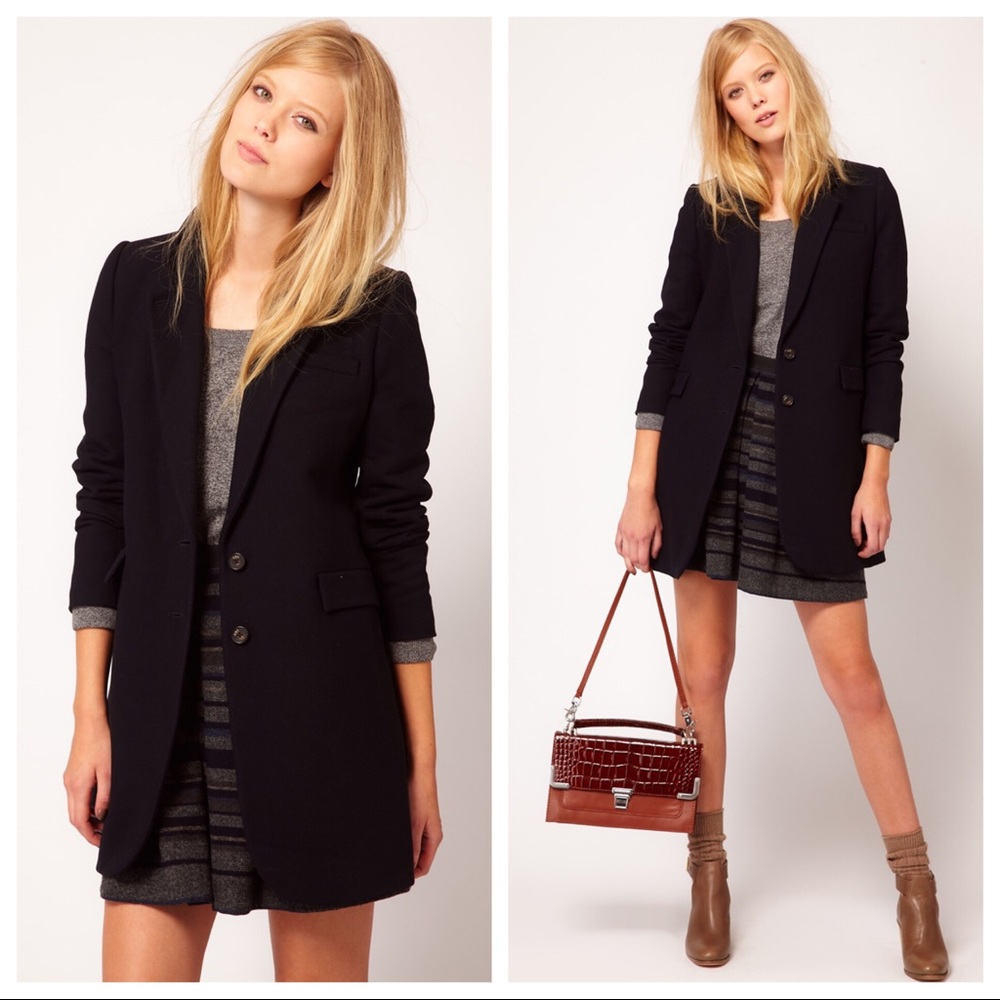 NW3 Hobbs Dark Navy ‘Oak’ Tailored Wool Mix Coat