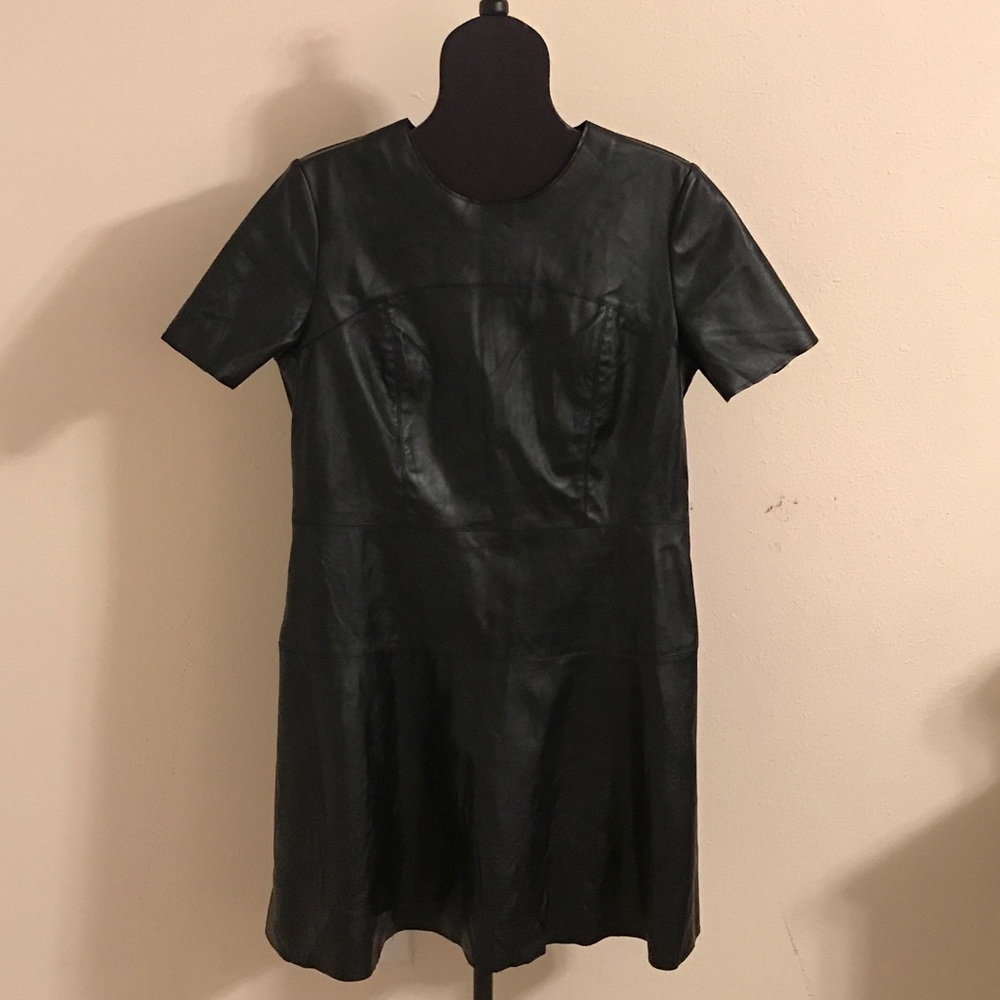 A-line faux leather dress