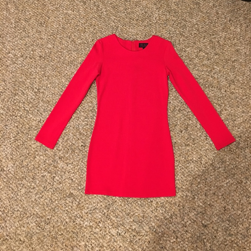 Red tight- fitted mini dress