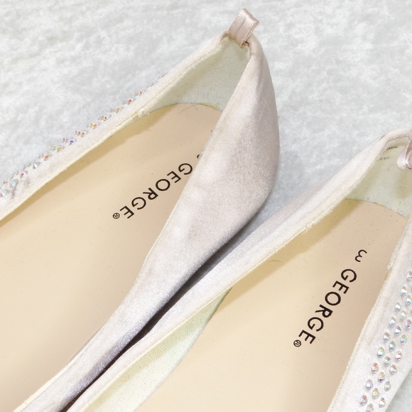 George Satin Rhinestone ballet Flats Light Beige sz 3 - Picture 5 of 6