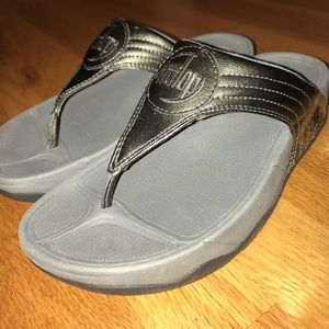 Gun Metal Patent leather fit flops
