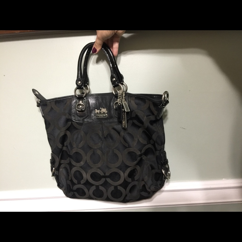 Coach Madison Op Art Sateen Sophia Satchel Purse