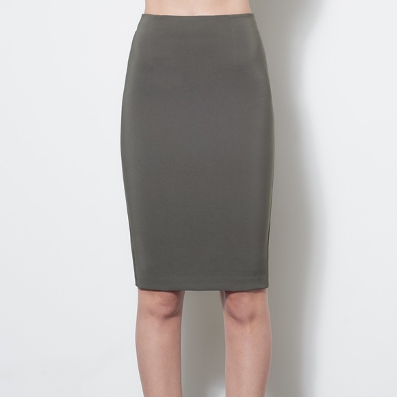 🌸HP🌸Olive High Waisted Midi Skirt - Picture 2 of 4
