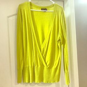 Lime Green V Neck Sweater - light weight!