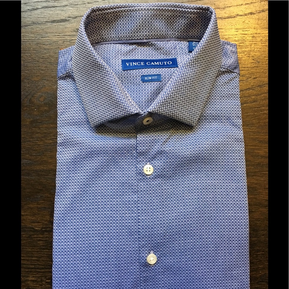 Vince Camuto  Slim Fit Dress Shirt, Blue  15 34/35