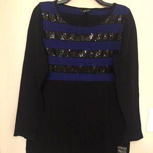Style & Co. Womens Blue Sapphire/Black Long-Sleeve