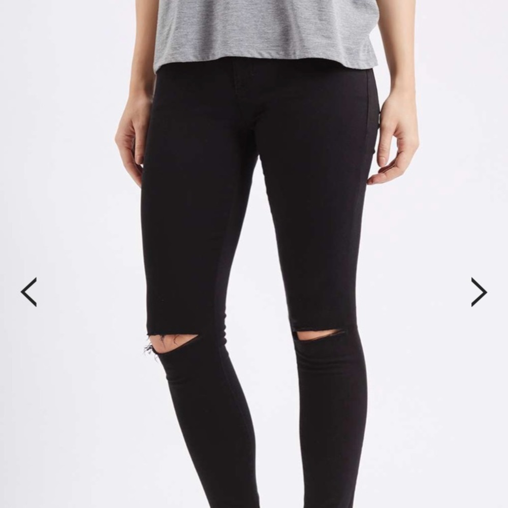MOTO Black Ripped Leigh Jeans