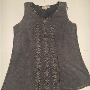 Luna Moon Sleeveless Embroidered Gray Size Small