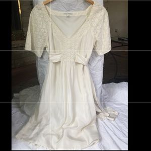 100% Silk V-Neck dress with Eyelet Sleeves