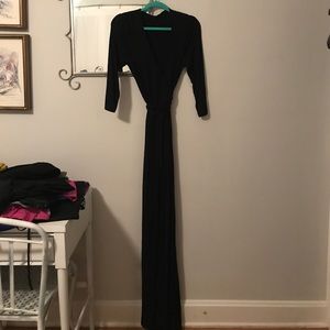 Black maxi wrap dress