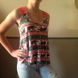 Elephant Tribal Print Tank Top