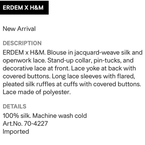 ❤️SALE❤️ Erdem x HM Silk Blouse - Picture 5 of 7
