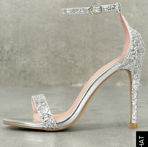 Glitter ankle strap heels