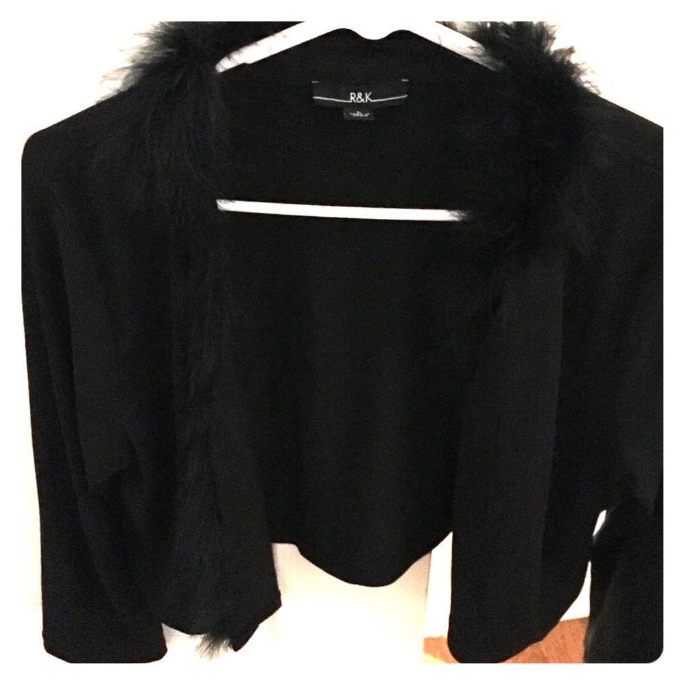 Feather Trimmed Sweater Shrug