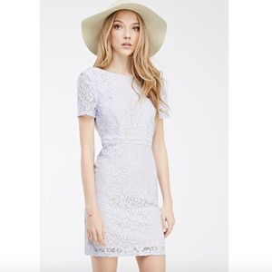 Light Blue Floral Lace Scoop Back Dress