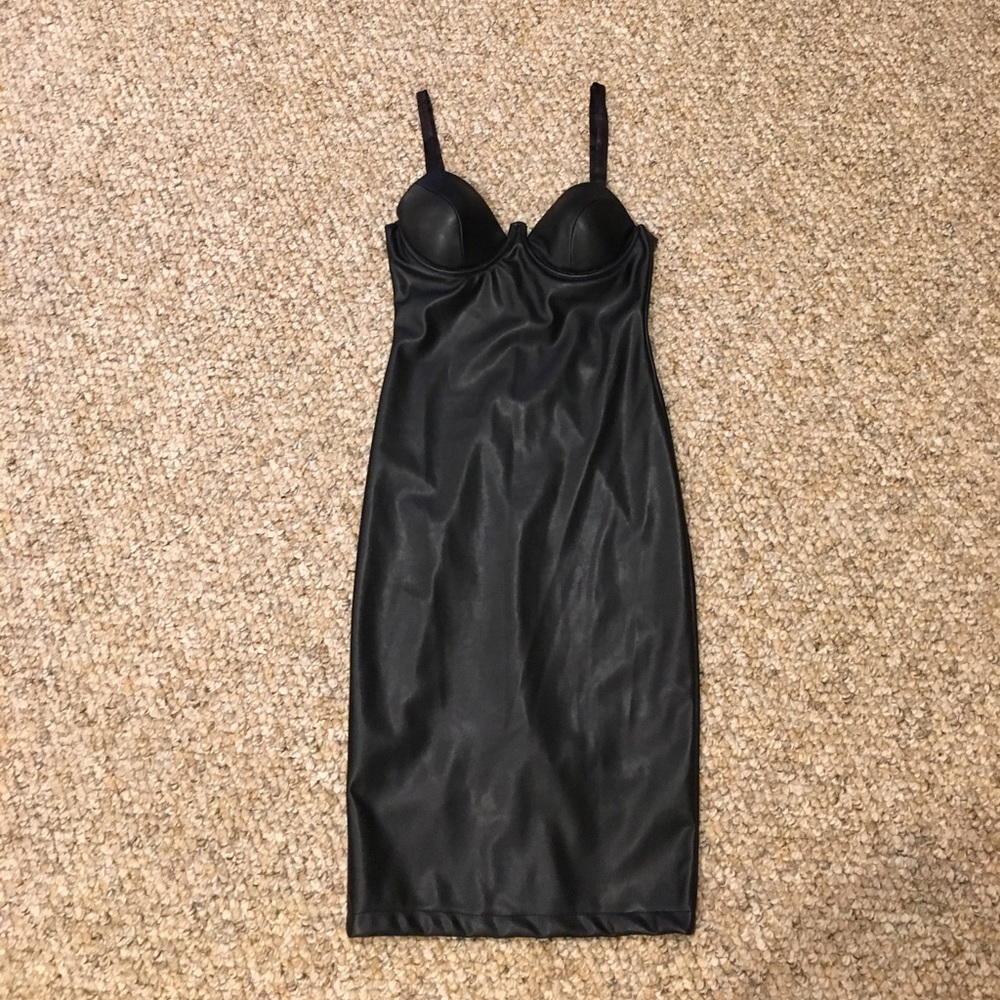 Black leather dress