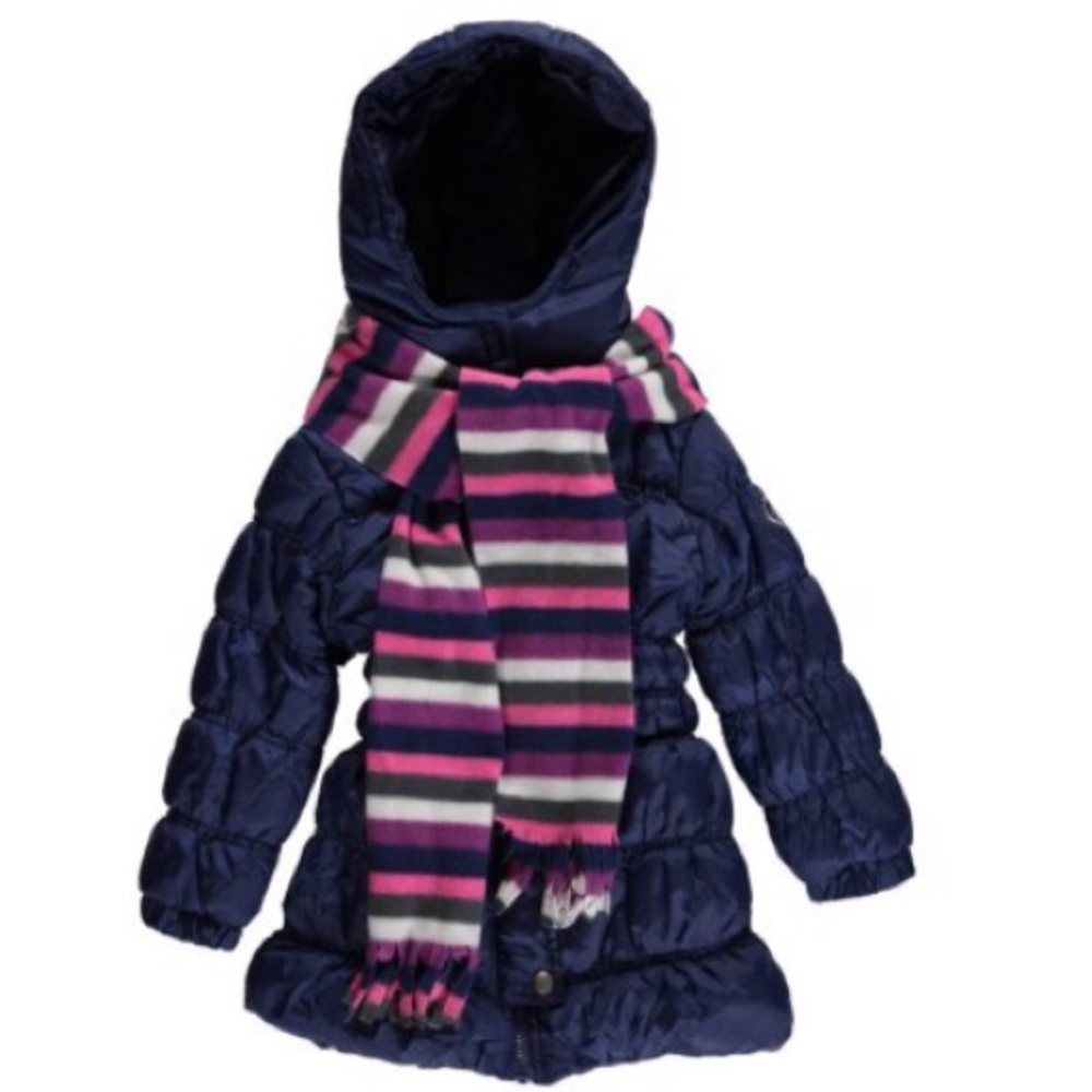 New Pink Platinum Navy Blue Winter Jacket w/scarf