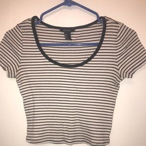 Black and white striped crop top