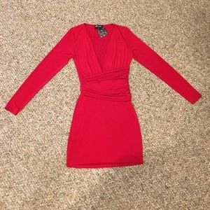 Red long sleeve mini dress