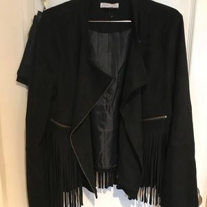Black suede fringe jacket