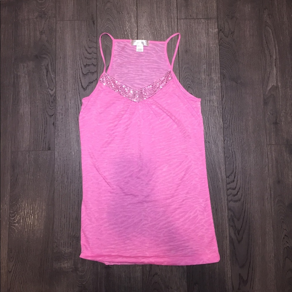 Sequin Zebra Pattern Hot Pink Tank