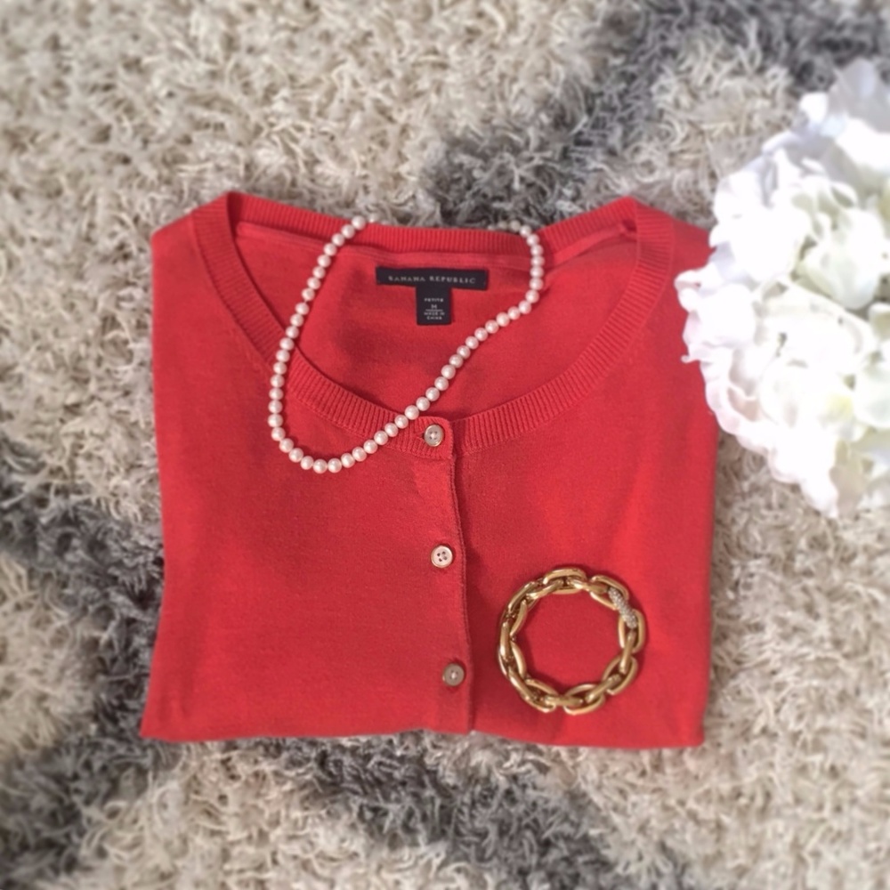EUC Coral Banana Republic Cardigan 3/4 sleeve
