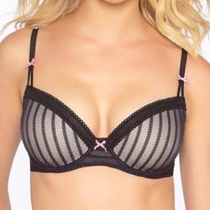 Betsey Johnson Stocking Stripe Lined Demi Bra