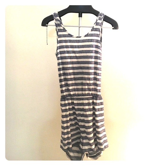 Madewell Striped Romper with Bow - Picture 1 of 2