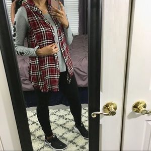 Flannel Plaid Sleeveless Cardigan 