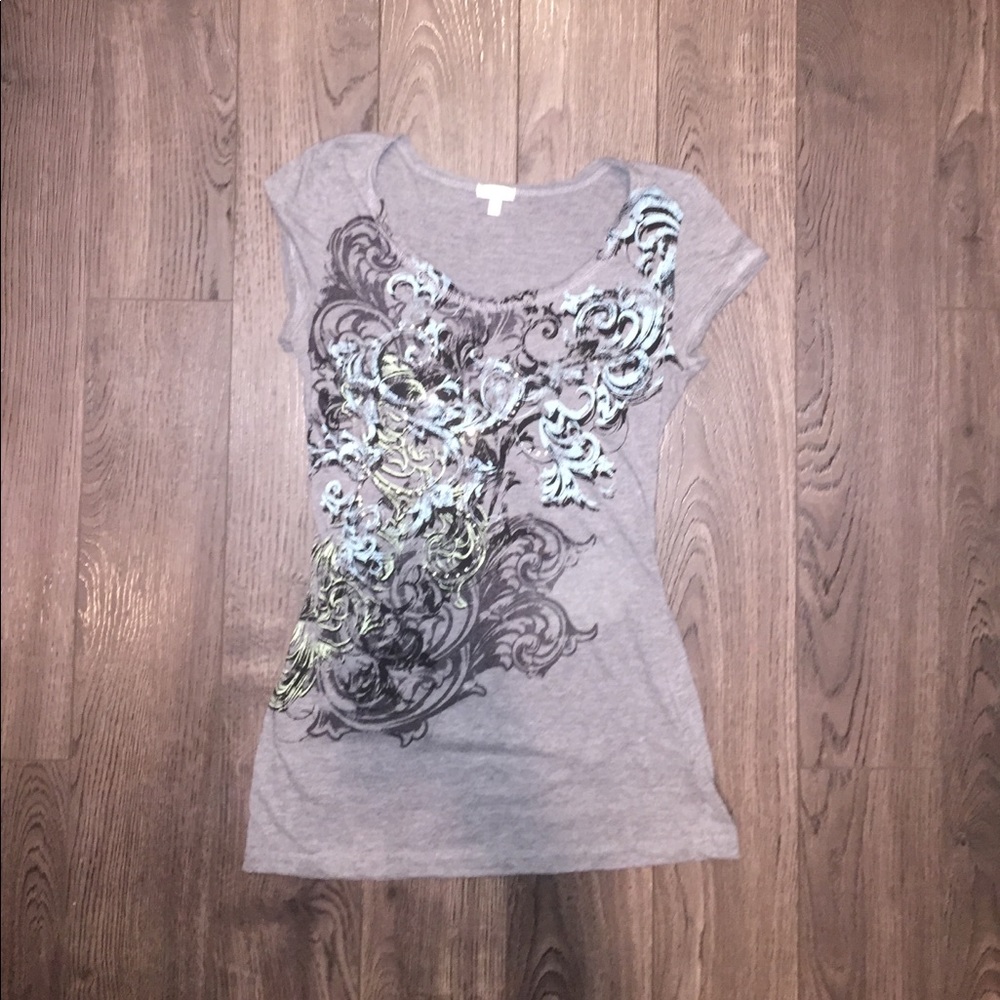 Graphic Tee with Rhinestone Detail