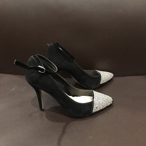 Black heels with rhinestone toes size 7 👠 - Picture 6 of 7