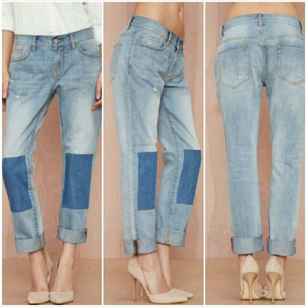 NEW Nasty Gal patch boyfriend jeans