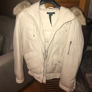 Cream color. Ralph Lauren short winter coat