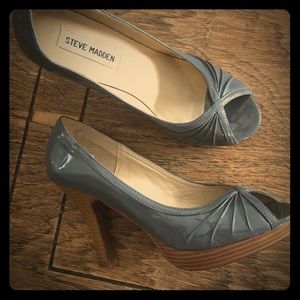 Gray Patent Leather High Heels