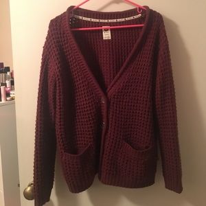Roxy Knit Maroon Cardigan Size Medium
