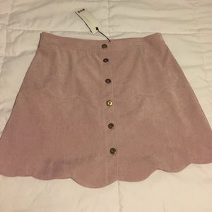 Corduroy Light Pink Scalloped Button Skirt